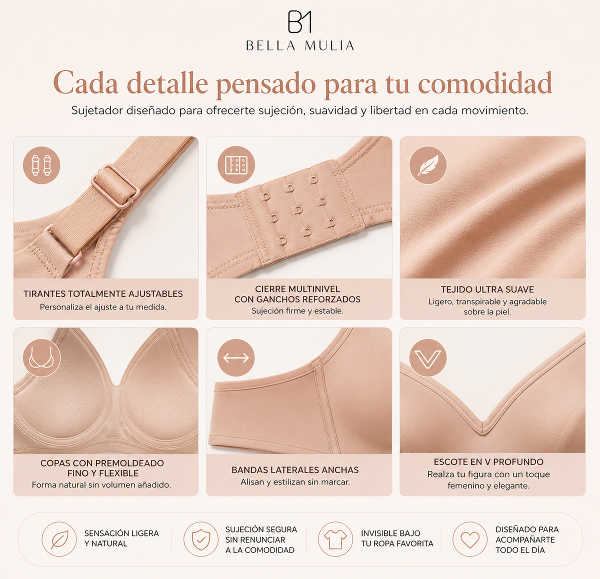 BellaMulia™ Sculpt | Sujetador Sin Aros de Alta Sujeción